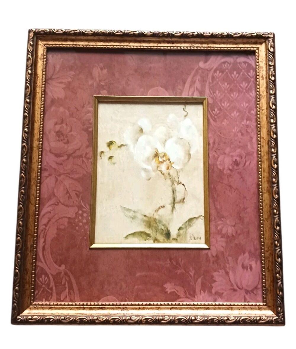 Home Interiors Cheri Blum White Orchid Floral Art Print Ornate Gold Framed 16X14